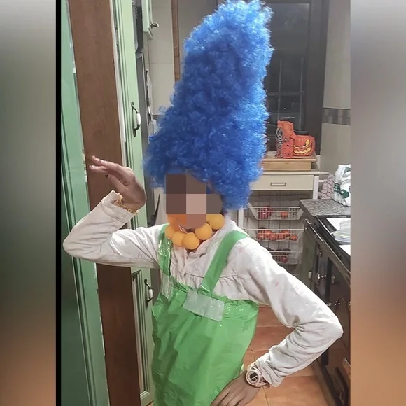 - BLUE MARGE SIMPSON CURLY TALL WIG FOR HALLOWEEN COSTUME PARTY *NEW*
